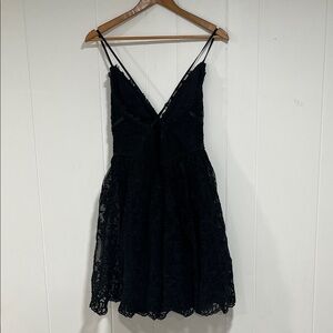 Maniju baby doll Chic Black Lace Backless Dress romantic